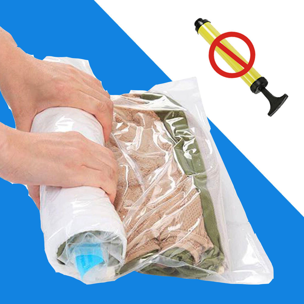 Person using a vacuum sealer on food with a pump icon indicating prohibition.